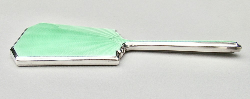 FABULOUS ART DECO SILVER AND GUILLOCHE ENAMEL HAND MIRROR BY ALEXANDER CLARK, BIRMINGHAM 1934 View IV