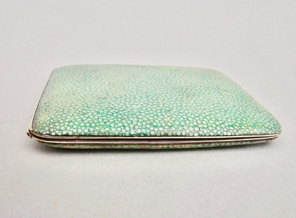 ART DECO SILVER PLATED SHAGREEN COMPACT, CIRCA 1930 View V