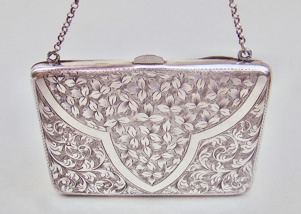 EXQUISITE EDWARDIAN SILVER SILVER CARD CASE & AIDE MEMOIRE BY WILLIAM HAYES , BIRMINGHAM 1909 View III