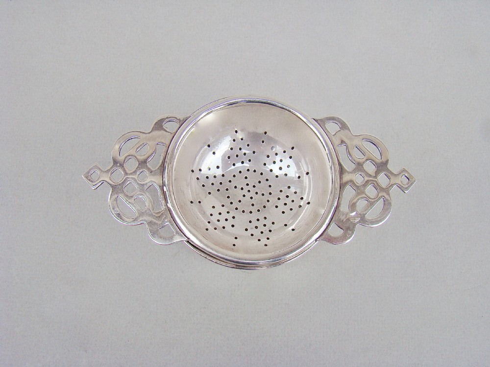 ELEGANT ART DECO SILVER TEA STRAINER & STAND BY EMILE VINER, SHEFFIELD 1933 View V
