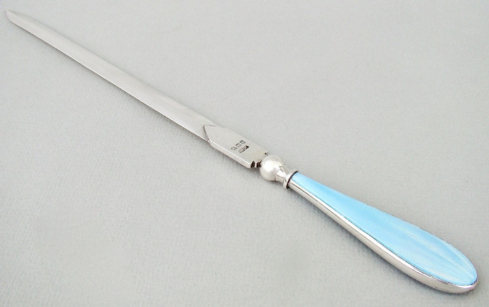 ART DECO SILVER & GUILLOCHE ENAMEL LETTER OPENER BY JOSEPH COOK & SON, BIRMINGHAM 1933 View VI