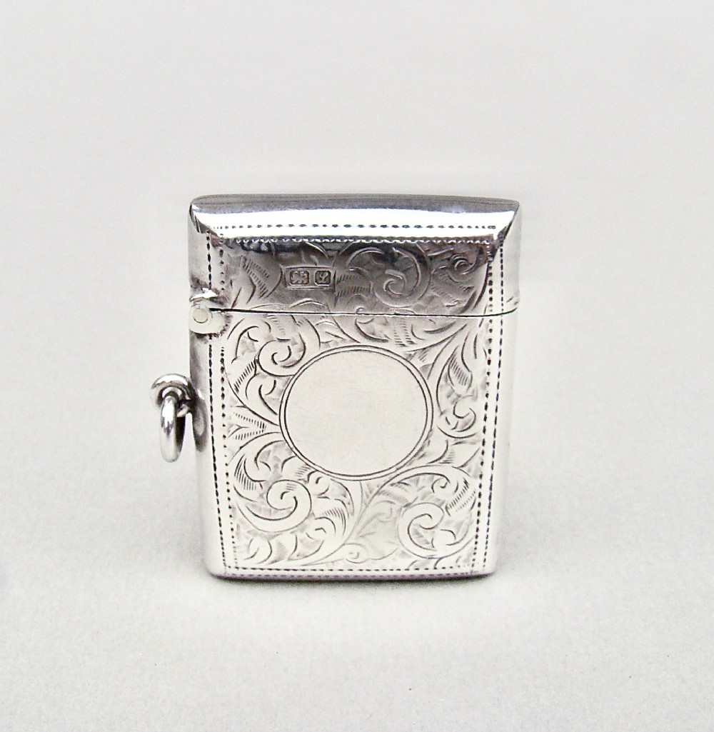 DELIGHTFUL CHESTER SILVER VESTA CASE BY JAMES DEAKIN & SONS, DATED 1911