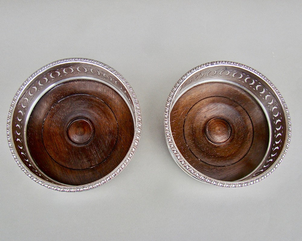 ELEGANT PAIR OF EDWARDIAN SILVER PLATED WINE COASTERS, CIRCA 1900 View IV