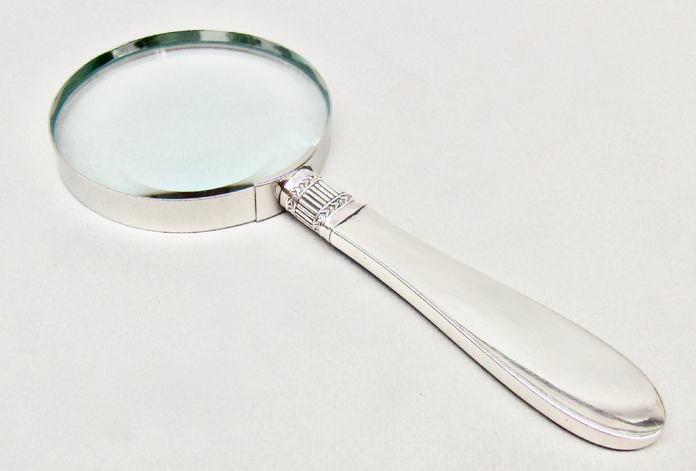 STUNNING SILVER & GUILLOCHE ENAMEL LARGE DESK MAGNIFYING GLASS BY WILLIAM YATES, SHEFFIELD 1899
 View III