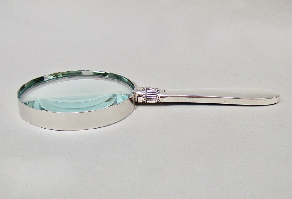 STUNNING SILVER & GUILLOCHE ENAMEL LARGE DESK MAGNIFYING GLASS BY WILLIAM YATES, SHEFFIELD 1899
 View VI