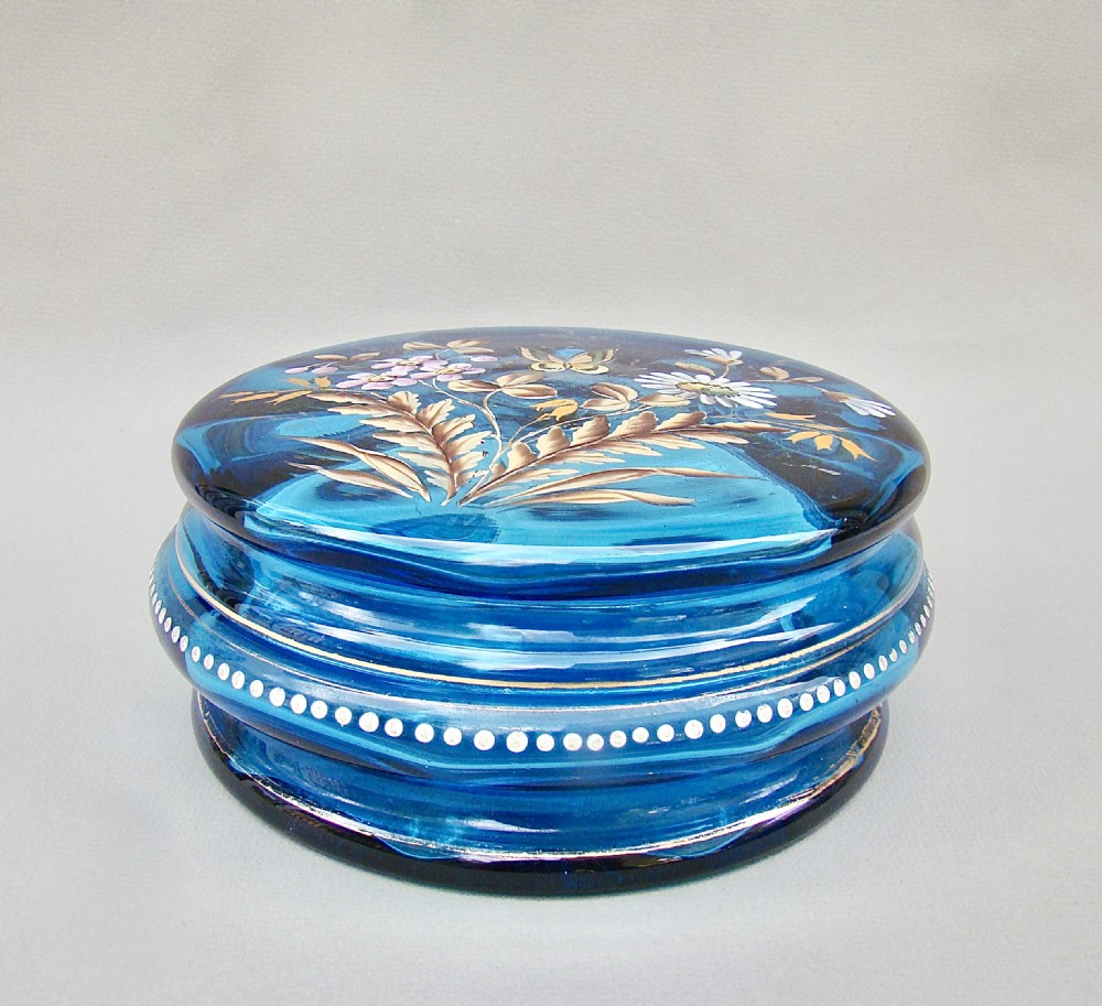 FABULOUS 19TH CENTURY FRENCH LARGE ENAMELLED GLASS DRESSING TABLE JAR , CIRCA 1890
 View III