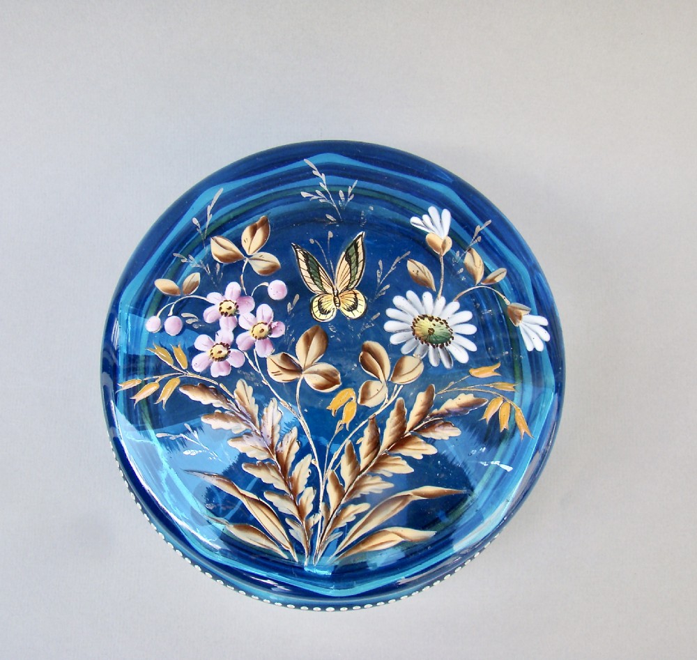 FABULOUS 19TH CENTURY FRENCH LARGE ENAMELLED GLASS DRESSING TABLE JAR , CIRCA 1890
 View IV