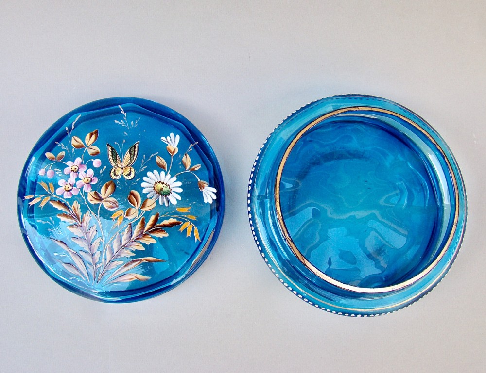 FABULOUS 19TH CENTURY FRENCH LARGE ENAMELLED GLASS DRESSING TABLE JAR , CIRCA 1890
 View V