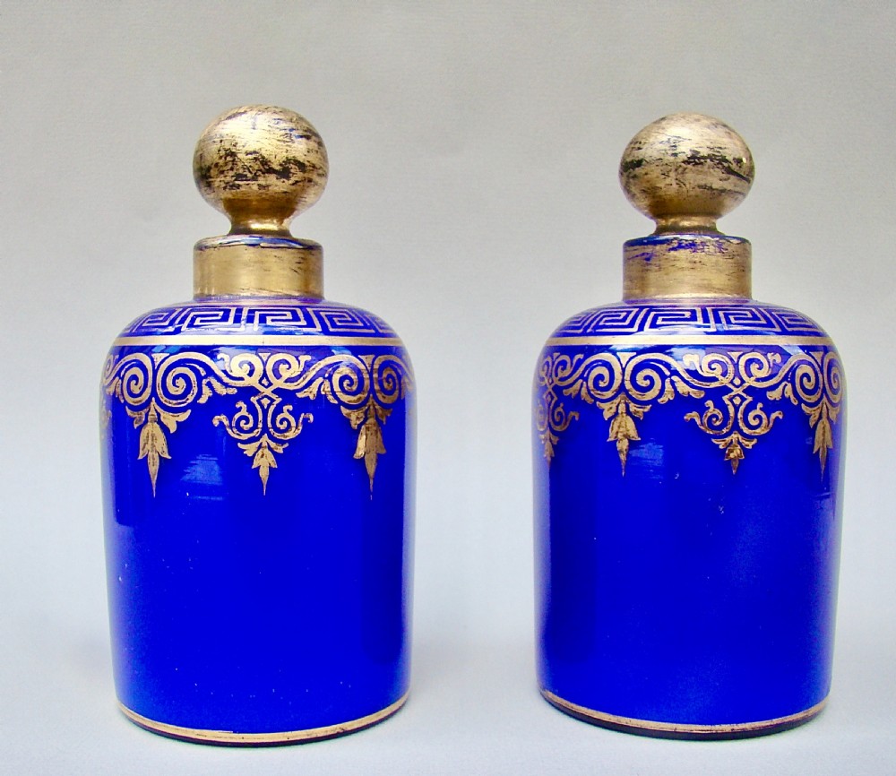 FABULOUS PAIR OF FRENCH PALAIS ROYAL OPALINE & GILT GLASS SCENT BOTTLES, CIRCA 1880