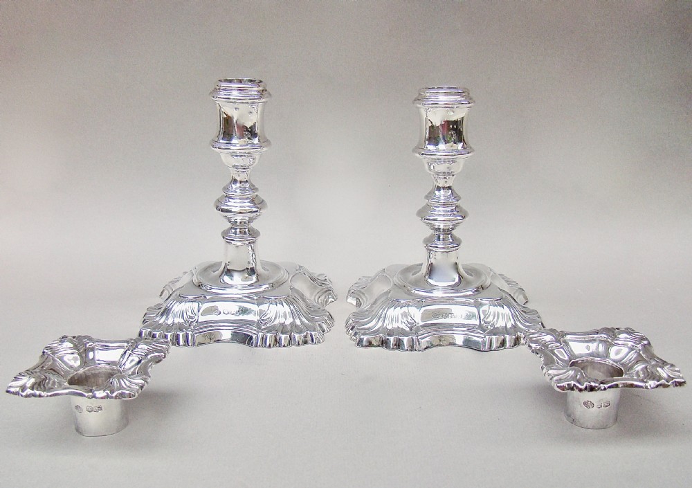 FABULOUS PAIR OF GEORGIAN REVIVAL STERLING SILVER CANDLESTICKS BY WILLIAM HUTTON & SONS, SHEFFIELD 1938 View IV