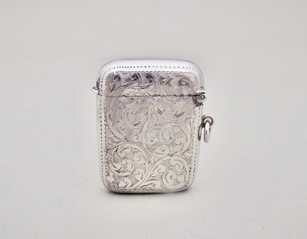 GOOD GEORGE V SILVER VESTA CASE BY JOHN ROSE, BIRMINGHAM 1912
 View II