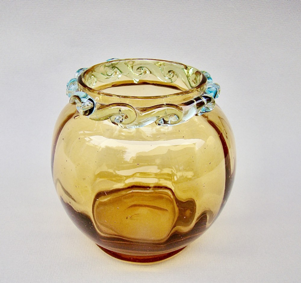 UNUSUAL VICTORIAN AMBER GLASS SPECIMEN VASE, CIRCA 1890