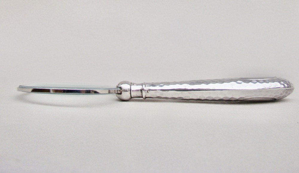 EDWARDIAN SPOT HAMMERED SILVER MAGNIFYING GLASS BY A & J ZIMMERMAN, BIRMINGHAM 1906 View III