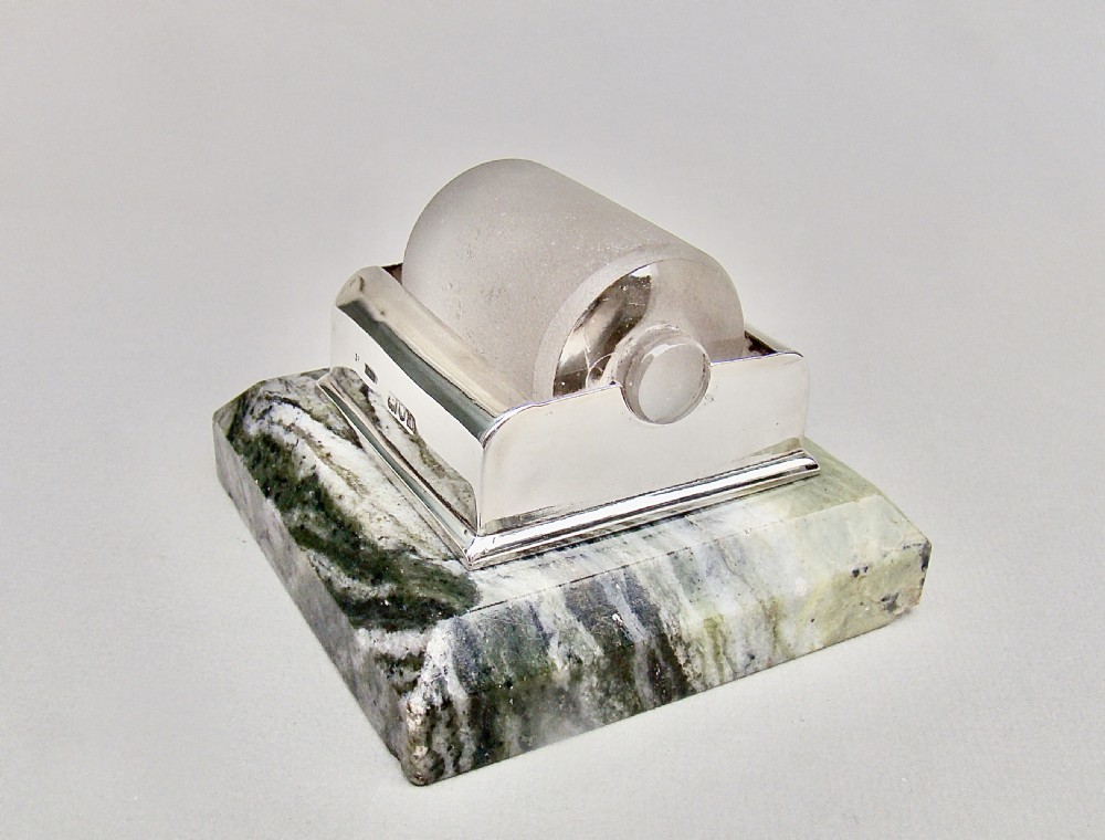 RARE SAMPSON MORDAN SILVER & MARBLE STAMP MOISTENER, LONDON 1896 View V