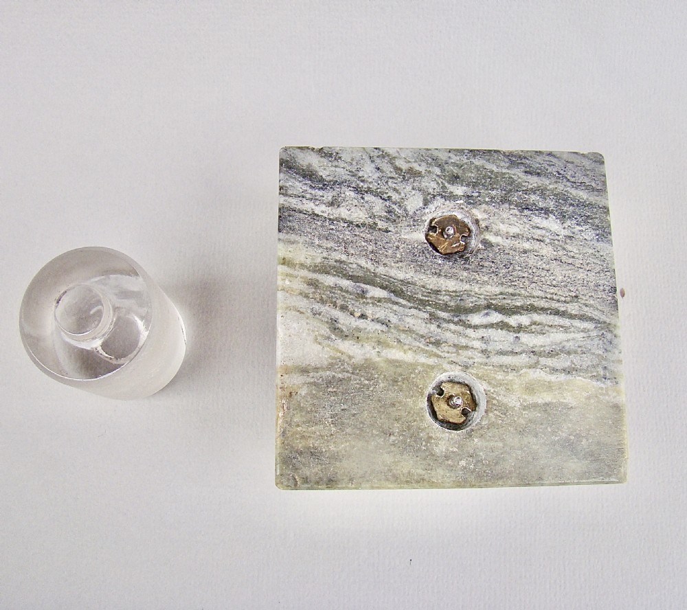 RARE SAMPSON MORDAN SILVER & MARBLE STAMP MOISTENER, LONDON 1896 View VIII