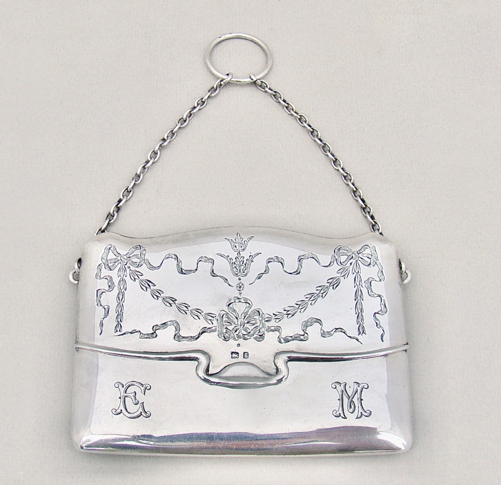 RARE EDWARDIAN SILVER SILVER ENVELOPE CARD CASE BY WILLIAN AITKEN, BIRMINGHAM 1906
