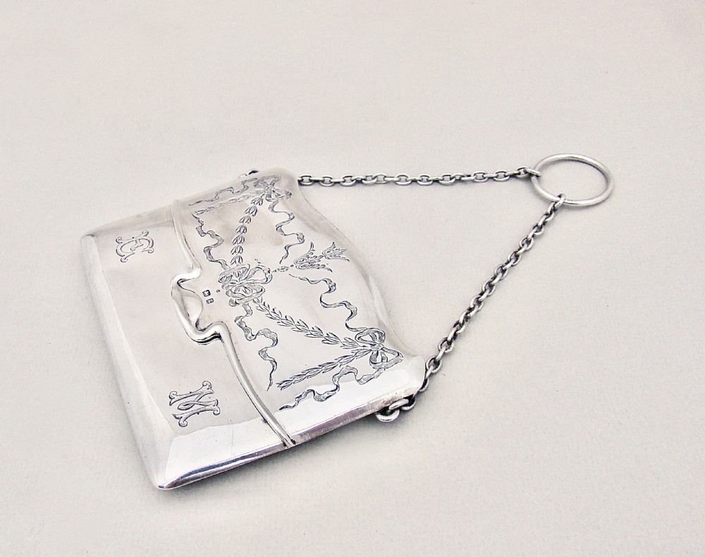 RARE EDWARDIAN SILVER SILVER ENVELOPE CARD CASE BY WILLIAN AITKEN, BIRMINGHAM 1906
 View V