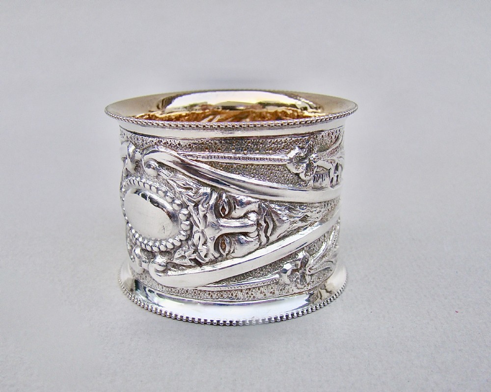 STUNNING CASED VICTORIAN SILVER NAPKIN RING BY MAPPIN & WEBB, LONDON 1898
 View IV