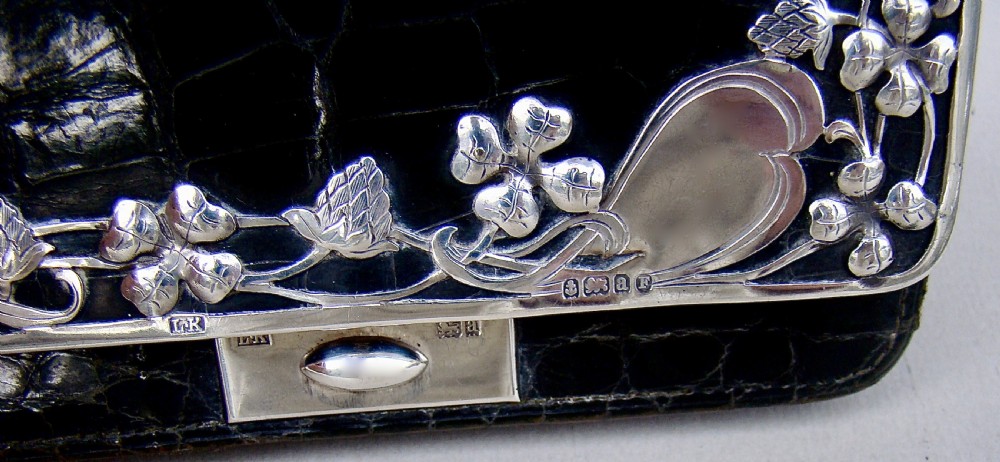 ART NOUVEAU SILVER & CROCODILE SKIN PURSE BY LUDWIG KRUMM, BIRMINGHAM 1900 View V
