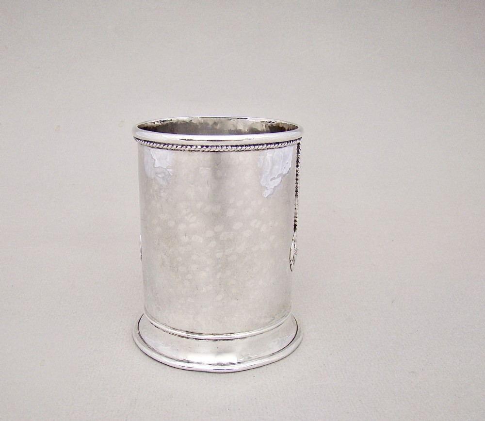 FABULOUS ARTS & CRAFT SILVER CHRISTENING MUG BY AMY SANDHEIM, LONDON 1934 View III