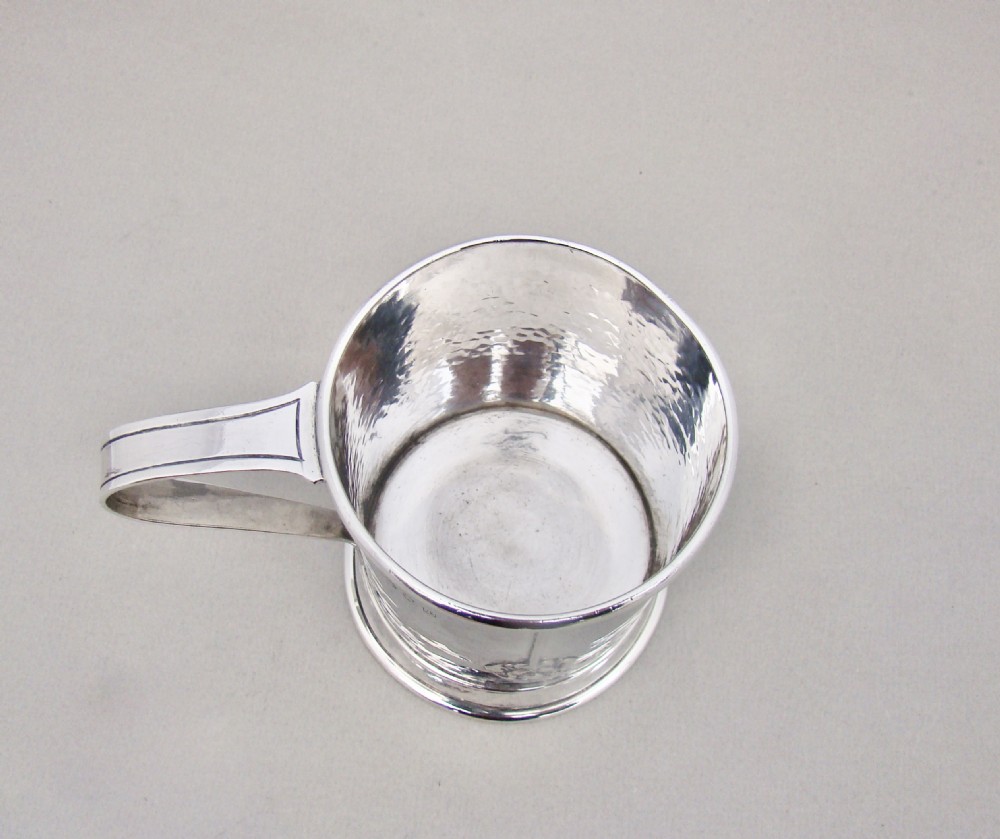 FABULOUS ARTS & CRAFT SILVER CHRISTENING MUG BY AMY SANDHEIM, LONDON 1934 View VI