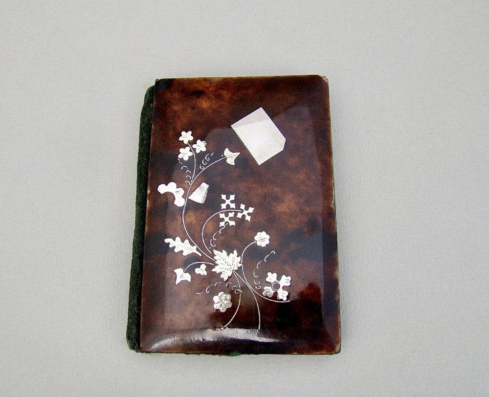 19TH CENTURY FRENCH SILVER INLAID TORTOISESHELL AIDE MEMOIRE, CIRCA 1890