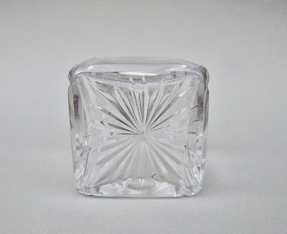 ART DECO SILVER AND GUILLOCHE ENAMEL CUT GLASS SCENT BOTTLE BY HENRY PERKINS, BIRMINGHAM 1921 View VI