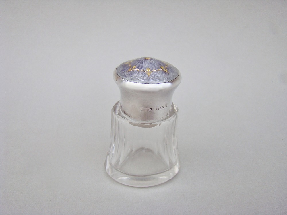 GORGEOUS SILVER AND GUILLOCHE ENAMEL SCENT BOTTLE BY HENRY CLIFFORD DAVIS, BIRMINGHAM 1915
 View VIII