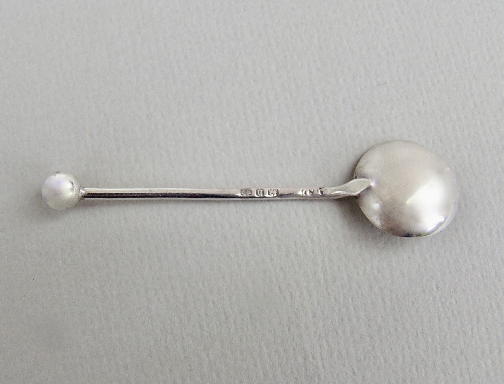 VICTORIAN SILVER MOUNTED CRANBERRY GLASS SALT, LONDON 1899 & SILVER SALT SPOON
 View IV