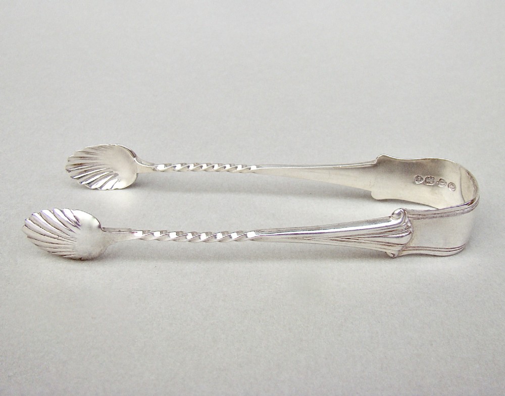 PAIR OF VICTORIAN SILVER ALBANY PATTERN SUGAR TONGS BY GEORGE MAUDSLEY  JACKSON, LONDON 1889