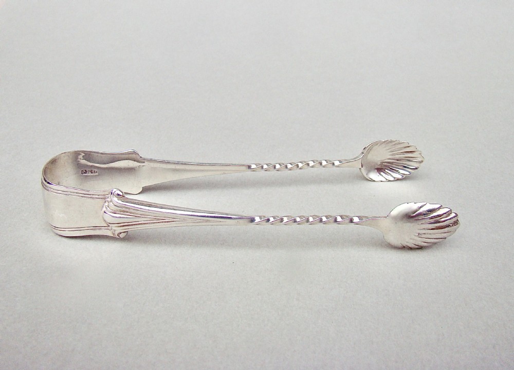 PAIR OF VICTORIAN SILVER ALBANY PATTERN SUGAR TONGS BY GEORGE MAUDSLEY  JACKSON, LONDON 1889 View II