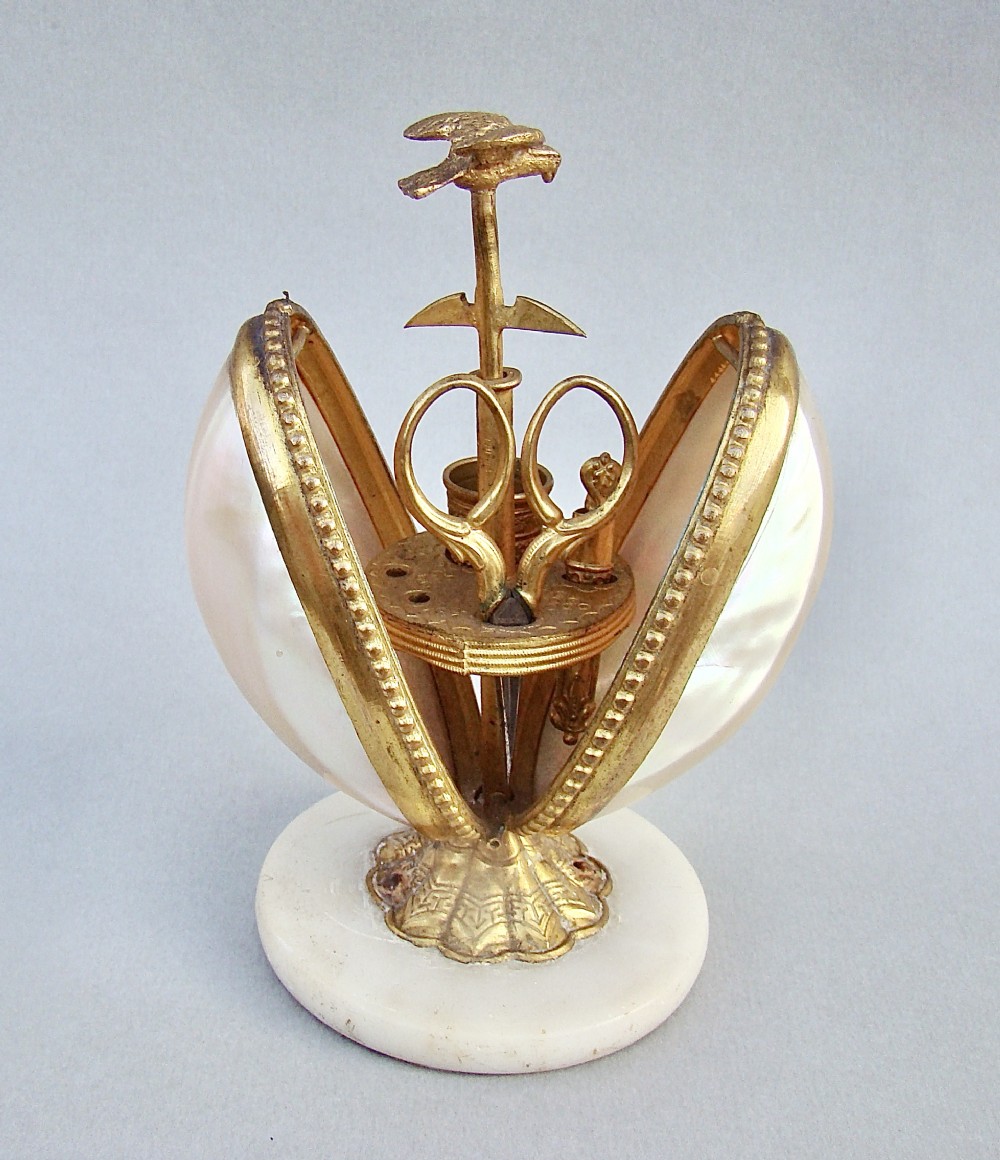 RARE 19TH C. FRENCH PALAIS ROYAL MOTHER OF PEARL & GILT 