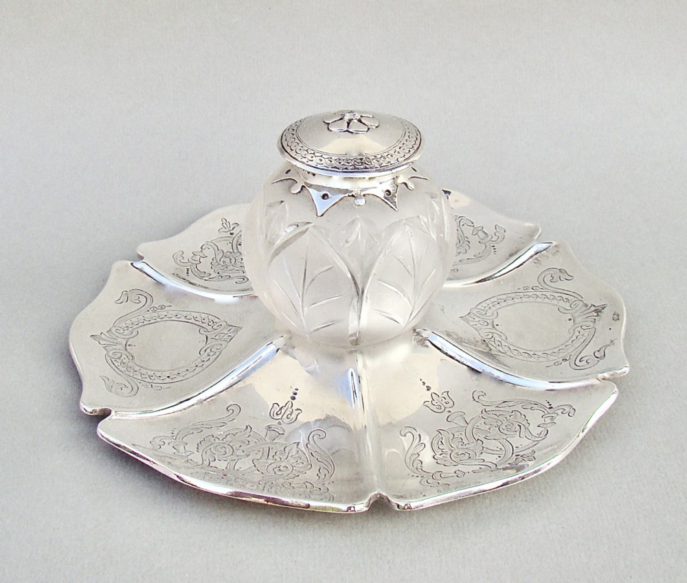 FABULOUS MID-VICTORIAN SILVER INKSTAND BY EDWARD KER REID, LONDON 1863
