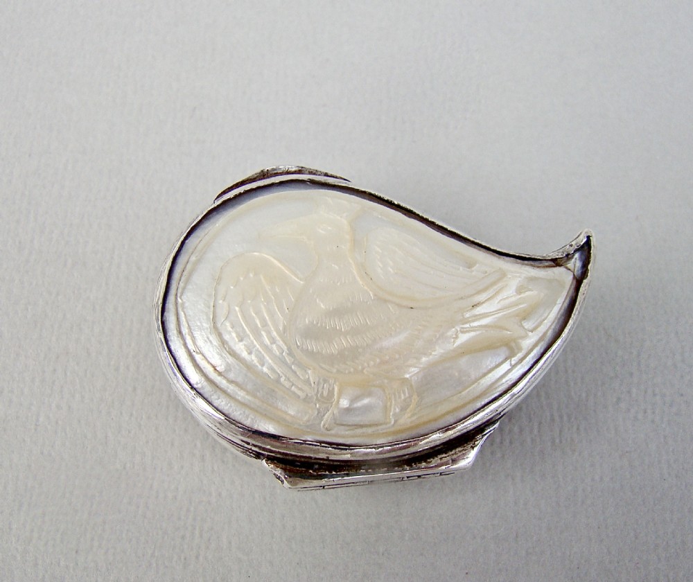 RARE GEORGIAN SILVER & CARVED MOTHER OF PEARL 
