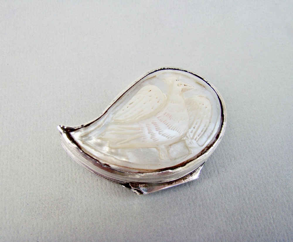RARE GEORGIAN SILVER & CARVED MOTHER OF PEARL 