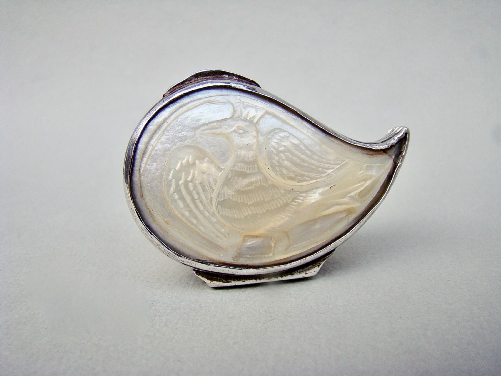RARE GEORGIAN SILVER & CARVED MOTHER OF PEARL 