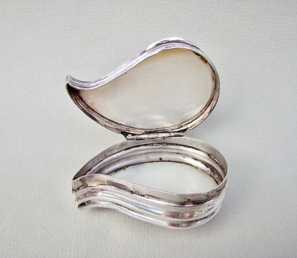 RARE GEORGIAN SILVER & CARVED MOTHER OF PEARL 