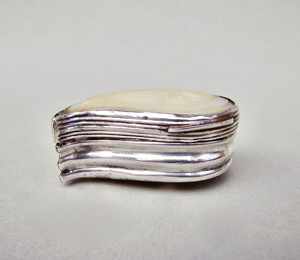 RARE GEORGIAN SILVER & CARVED MOTHER OF PEARL 