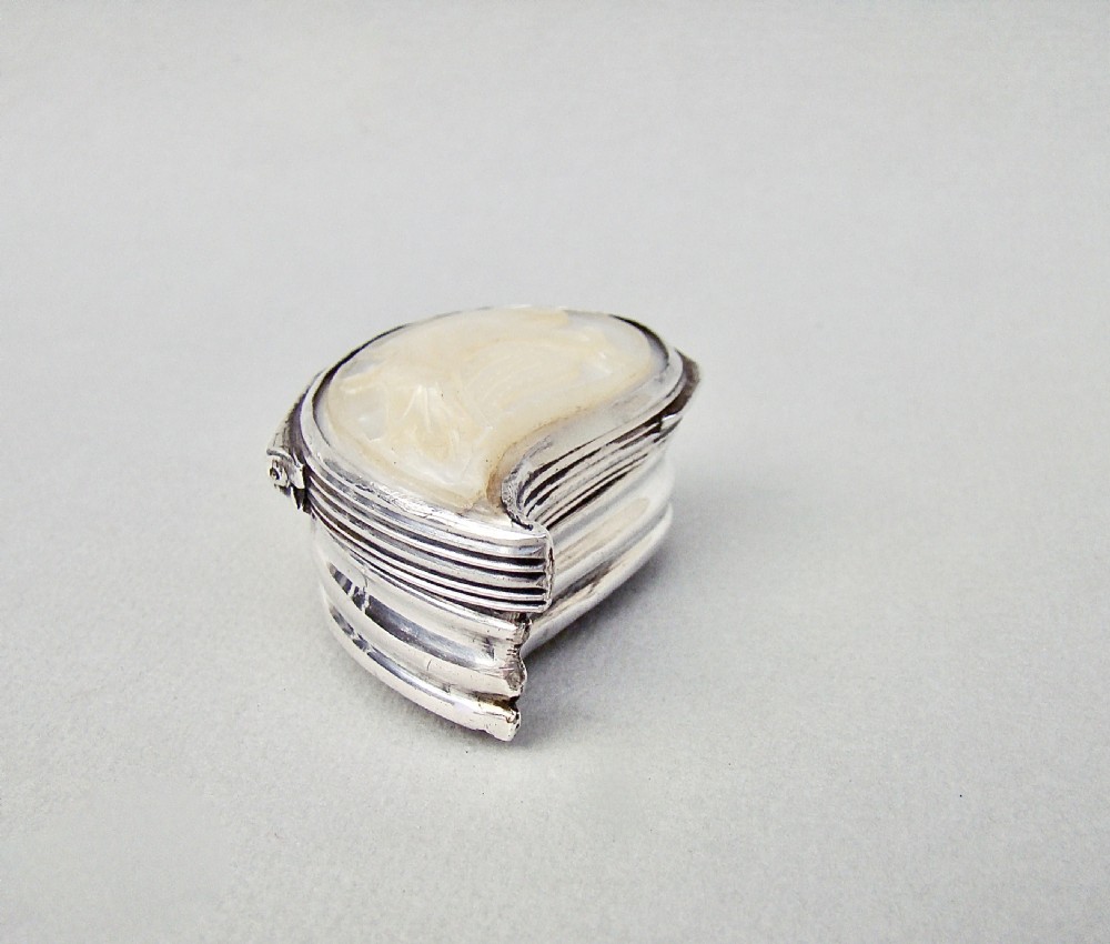 RARE GEORGIAN SILVER & CARVED MOTHER OF PEARL 