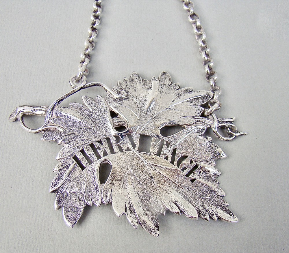 RARE GEORGIAN SILVER VINE LEAF LABEL FOR 