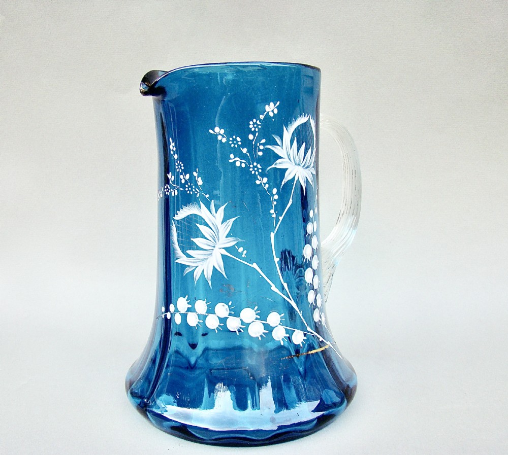 STUNNING VICTORIAN ENAMELLED TURQUOISE GLASS WATER JUG, CIRCA 1890 View II