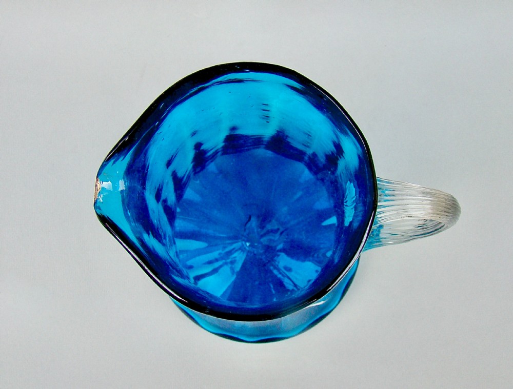 STUNNING VICTORIAN ENAMELLED TURQUOISE GLASS WATER JUG, CIRCA 1890 View VII