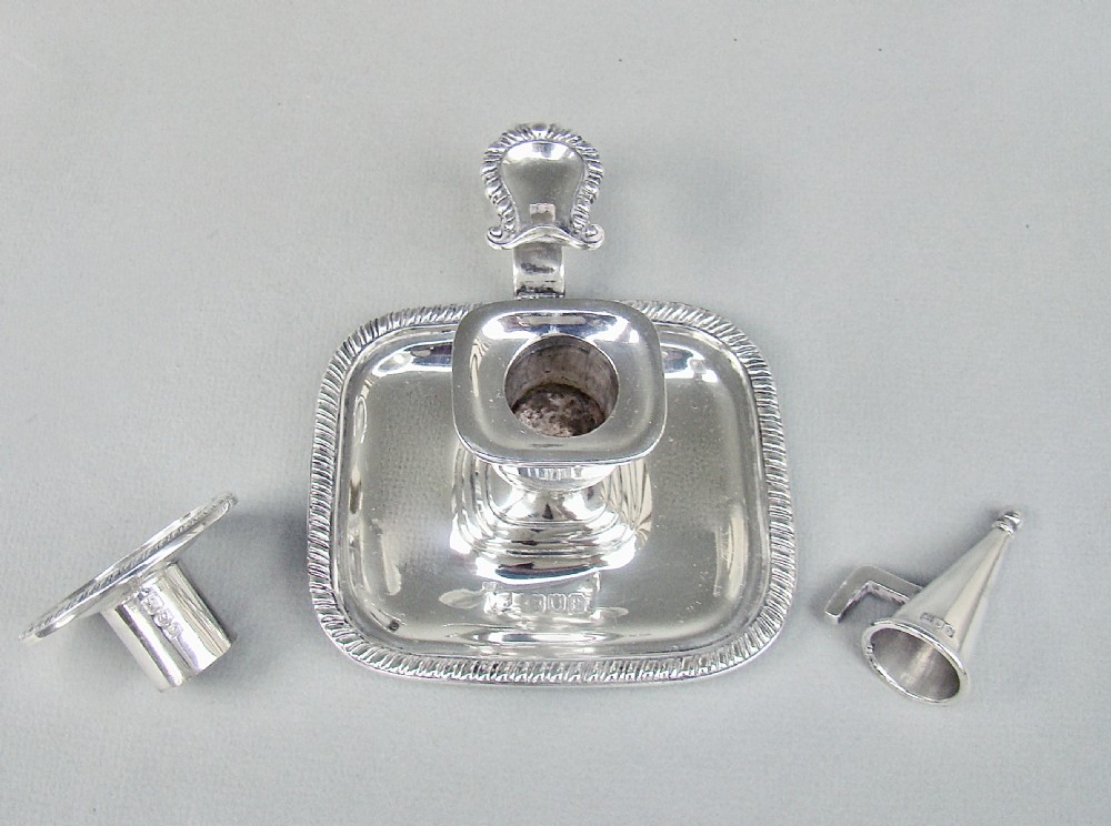 SUPERB SMALL EDWARDIAN SILVER CHAMBERSTICK BY LAMBERT & CO, LONDON 1901 View IX