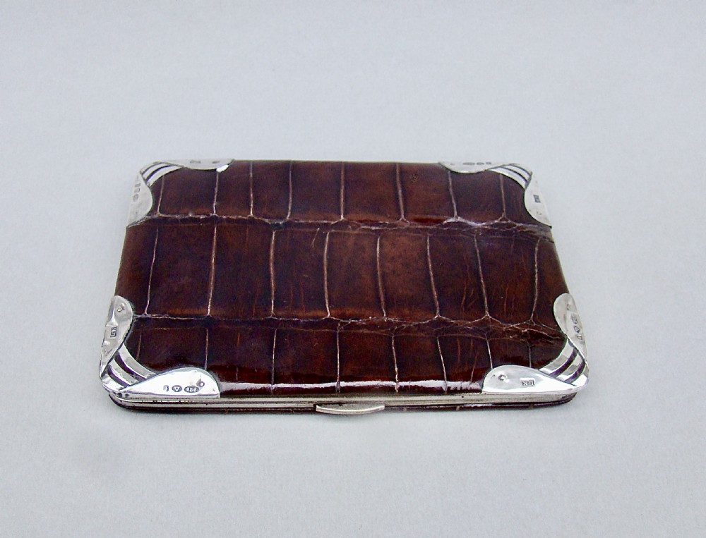 ART NOUVEAU SILVER MOUNTED CROCODILE CARD CASE & WALLET BY LUDWIG KRUMM, LONDON 1901 View IV