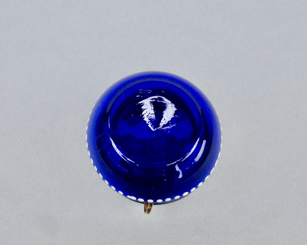 19TH CENTURY FRENCH ENAMELLED BRISTOL BLUE GLASS TRINKET BOX, CIRCA 1890
 View V
