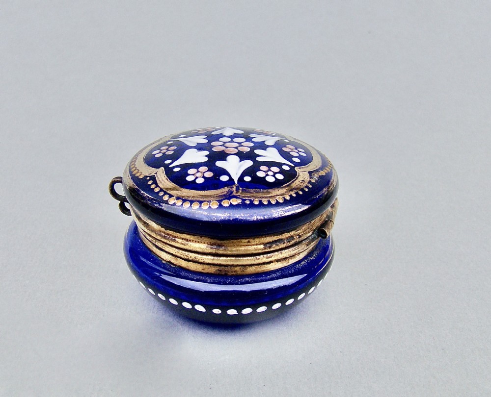 19TH CENTURY FRENCH ENAMELLED BRISTOL BLUE GLASS TRINKET BOX, CIRCA 1890
 View VI