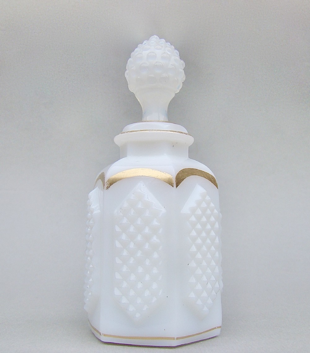 EARLY AMERICAN PATTERN GLASS OPALINE  SCENT BOTTLE, CIRCA 1860