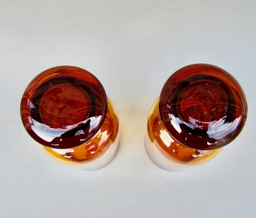 RARE PAIR OF 19TH CENTURY FRENCH AMBER GLASS APOTHECARY JARS, CIRCA 1890 View VI