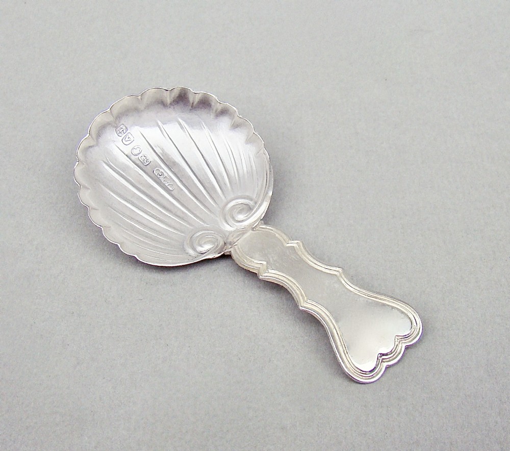 CHARMING EARLY VICTORIAN SILVER CADDY SPOON BY FOXHALL & CO, BIRMINGHAM, 1849