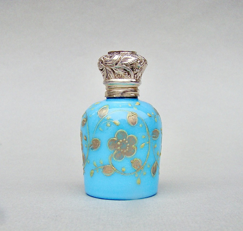 VICTORIAN SILVER GILT MOSER GLASS SMALL SCENT BOTTLE, CIRCA 1890
